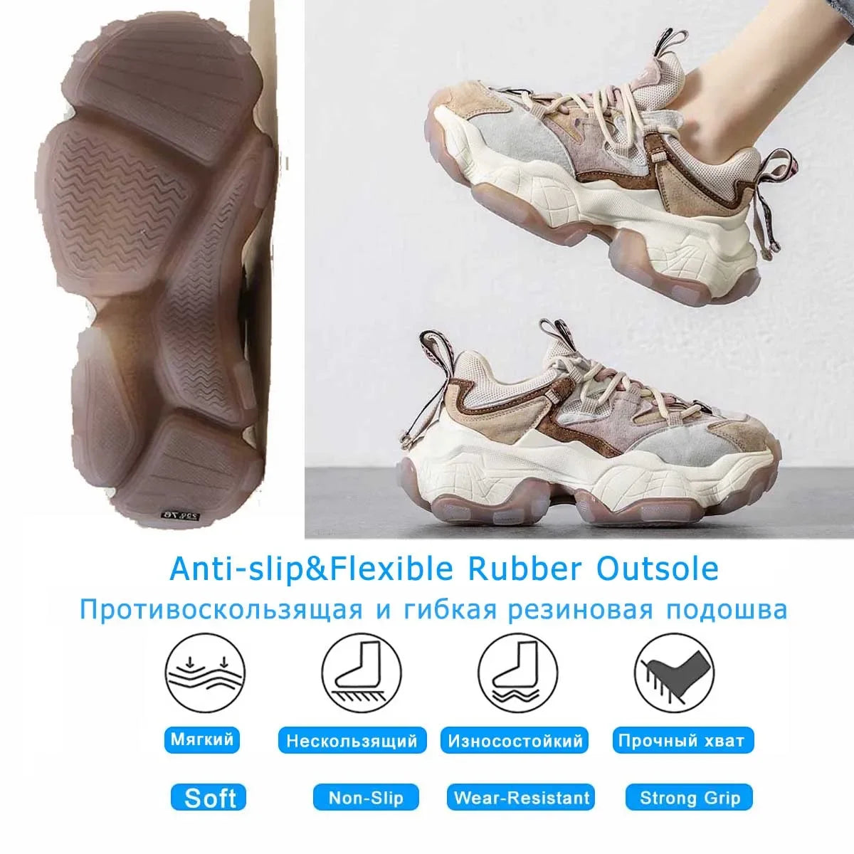 Fujin 6cm Genuine Leather Vulcanize High Brand Comfy Summer Chunky Sneaker Loafer Spring Autumn Platform Vulcanize Women Shoes