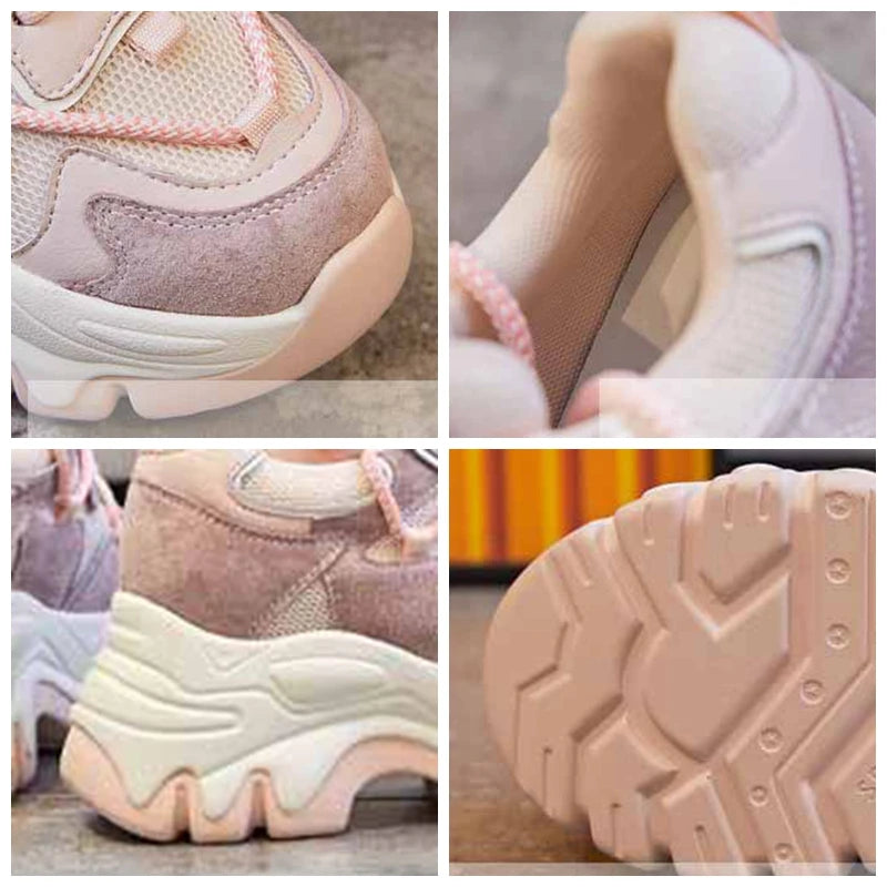 Koznoy 8CM Air Mesh Suede Genuine Leather Thick Bottom Flats Chunky Sneakers Women Causal Platform Wedge Summer Fashion Shoes