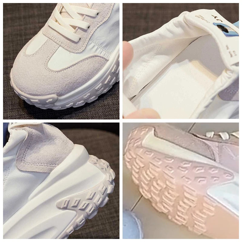 Fujin 7cm Denim Cloth Suede Genuine Leather Platform Wedge Flats Comfy Booties Breathable Women Chunky Sneaker Summer Shoes