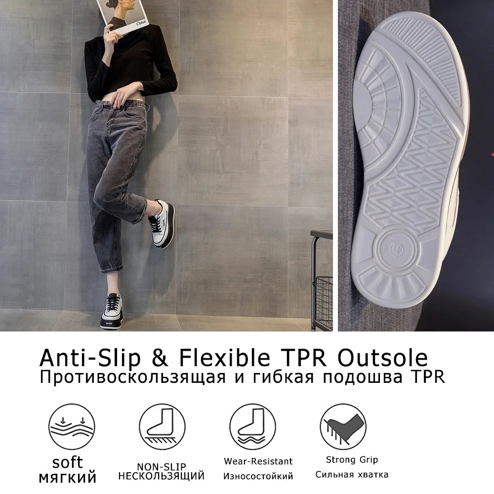 Fujin 7cm Genuine Leather Platform Wedge Sneakers Women Shoes Leather Heel Pumps Boots Women Spring Autumn Summer board Shoes