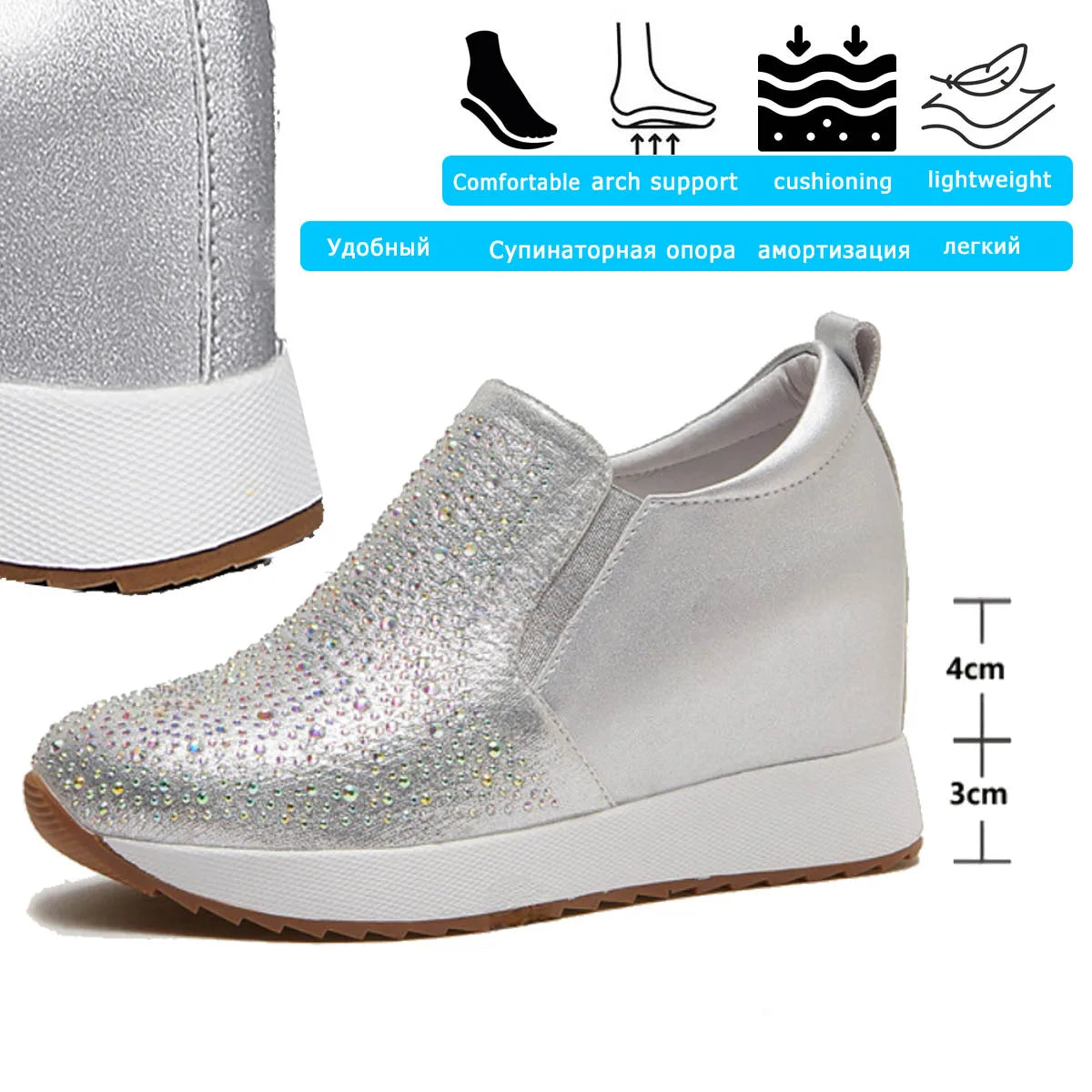 Fujin 7cm Synthetic Microfiber Women Shoes Casual High Brand Spring Autumn Platform Wedge Sneaker Breathable Vulcanize Leather
