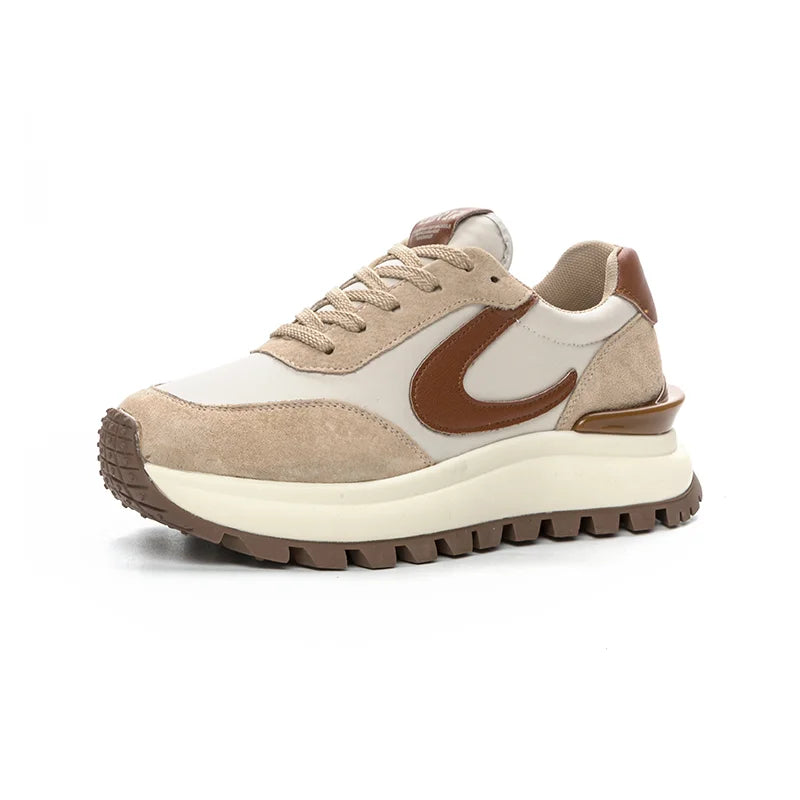 AUTUSPIN 4.5cm Ladies Sneakers Summer Spring Retro Genuine Leather Women Casual Sports Shoes Outdoor Comfy Vulcanized Sneaker