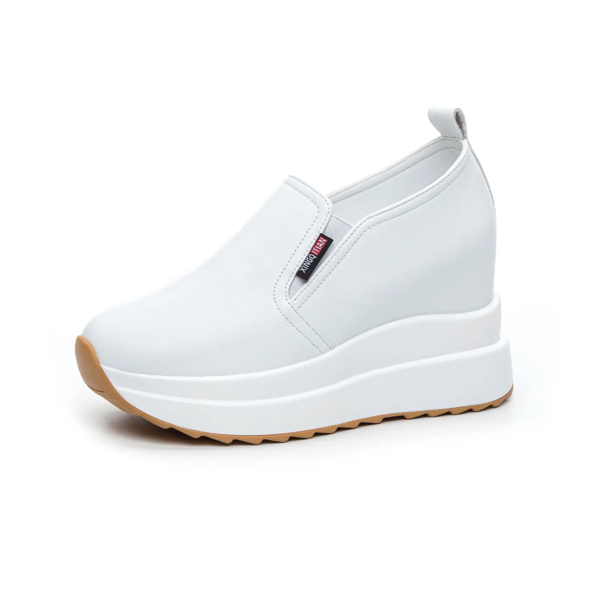 Fujin 10cm Women Summer Breathable Casual Sandals Platform Wedge Fashion Ins White Genuine Leather Chunky Sneaker Hollow Shoes