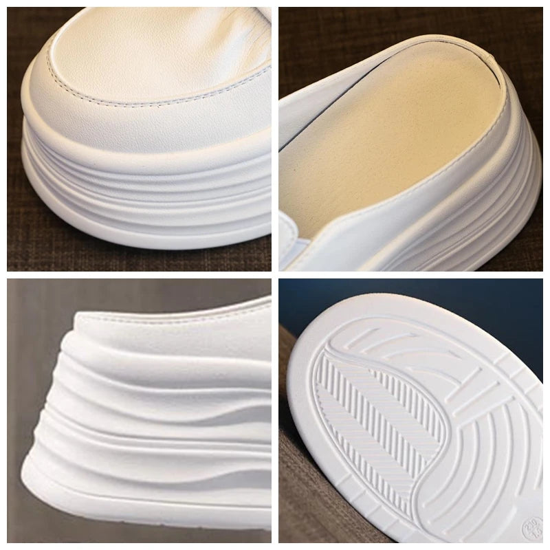 Fujin 8cm Microfiber Leather Platform Wedge Flats Slippers Platform Sneaker Women Shoes Super Heel Women Summer Designer Boots