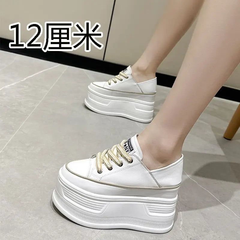 Fujin 10cm 12cm Genuine Leather Vulcanize Chunky Sneaker High Brand Comfy Spring Autumn Summer Platform Vulcanize Women Shoes