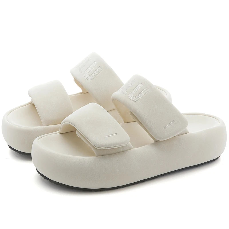 AUTUSPIN New Rome Flats Slippers for Women Summer Leisure Shoes Outdoor Beach PU Leather Slides Female Daily Fashion Shoes 2025