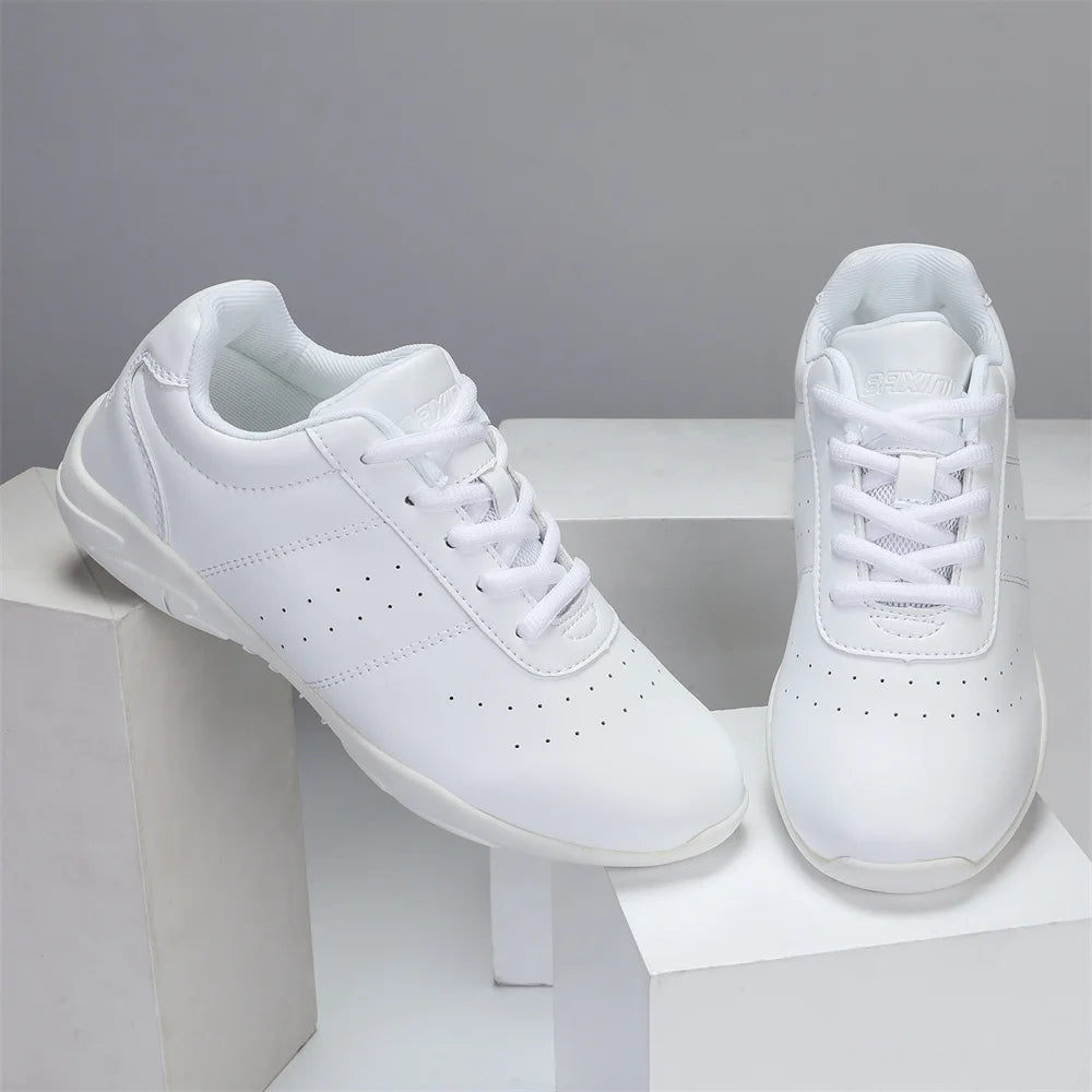 BAXINIER Girls Cheer Shoes White Cheerleading Dance Sneakers for Women Youth Shool Walking Shoes Athletic Training Tennis Shoes