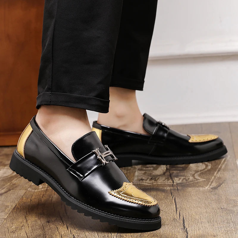 STRONGSHEN Men Formal Leather Shoes Luxury Brand Men's Loafers Dress Moccasins Breathable Slip on Black Driving Shoes Size 38-48