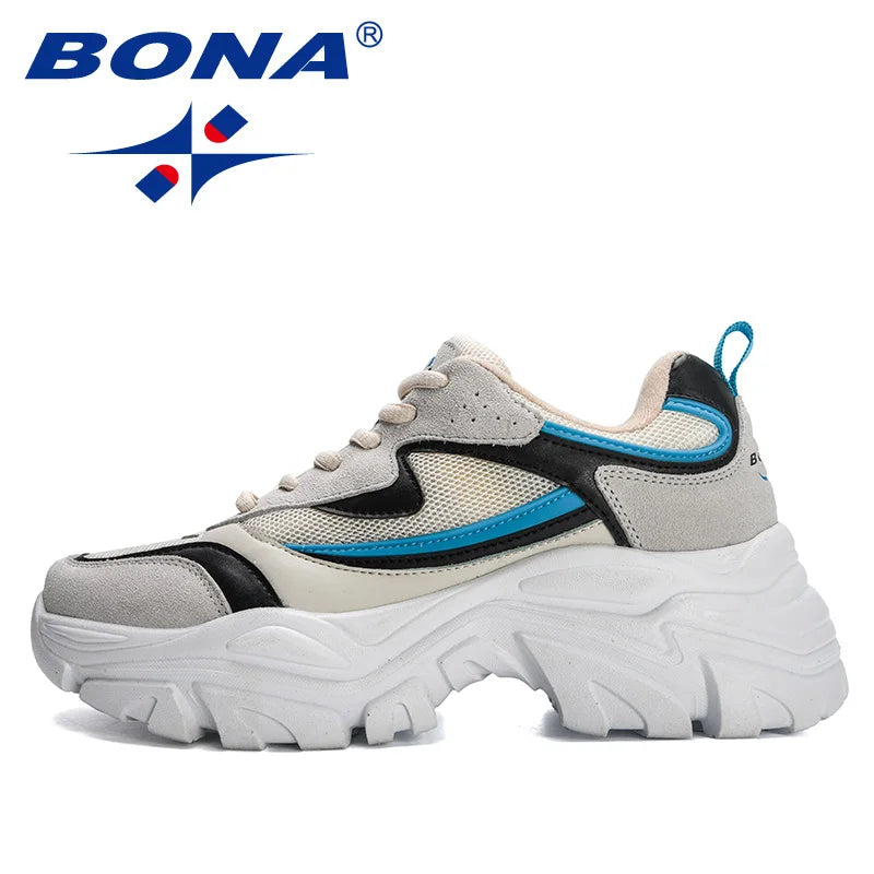 BONA 2023 New Designers Breathable Outdoor Light Weight Sneakers Women Platform Walking Shoes Ladies Feminino  Mujer