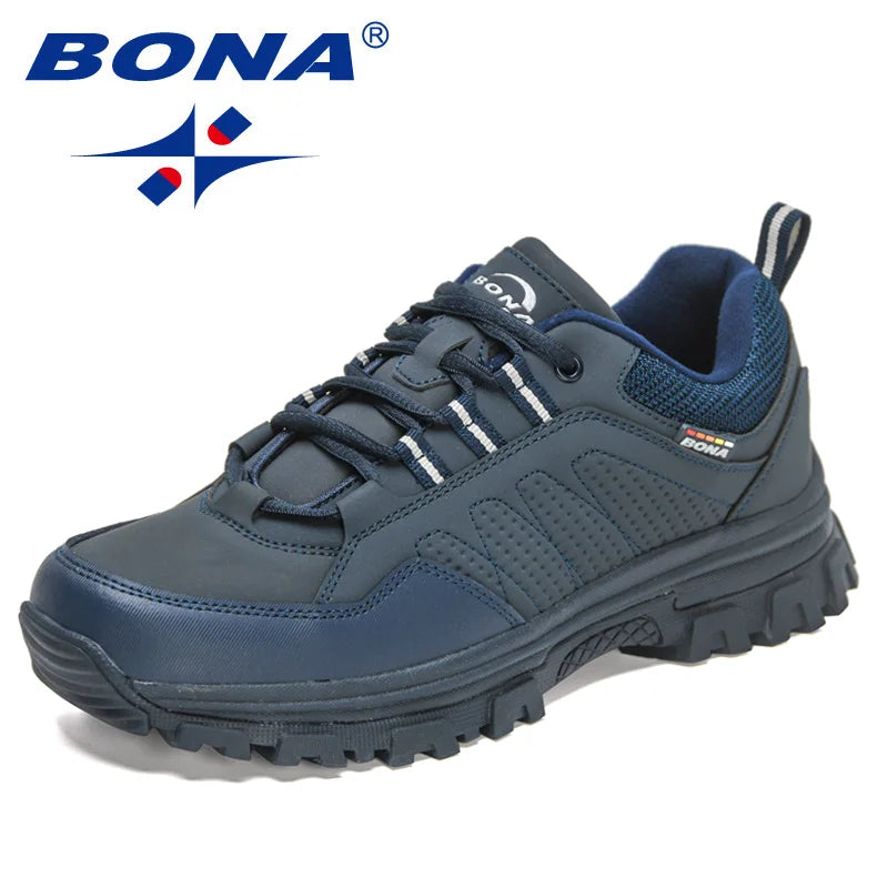 BONA 2022 New Designers Trekking Hiking Shoes Men Outdoor Trail Non-slip Sneakers Man Breathable Climbing Footwear Mansculino