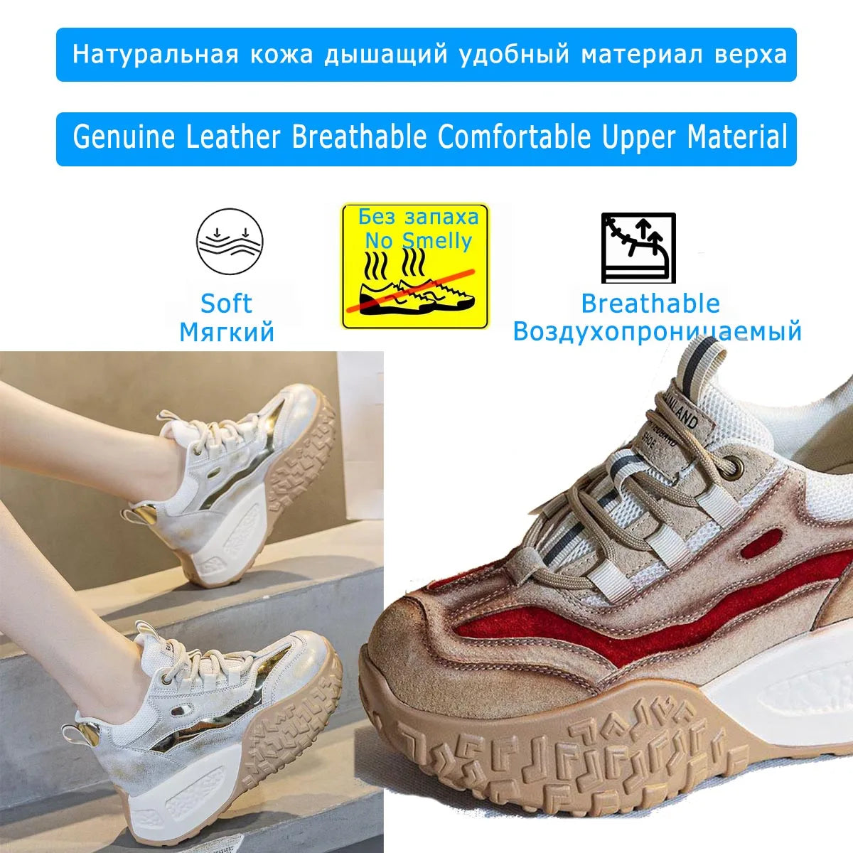 Koznoy 6cm Suede Cow Genuine Leather Flats Moccasins Rubber Native Shoes Women Chunky Sneakers Vulcanize Soft Soled Comfy