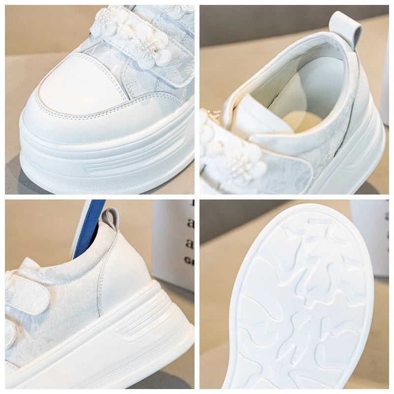 Fujin 8cm Silk Women Casual Platform Wedge Summer Shoes High Brand Autumn Hook Sping Chunky Sneaker Fashion High Heel