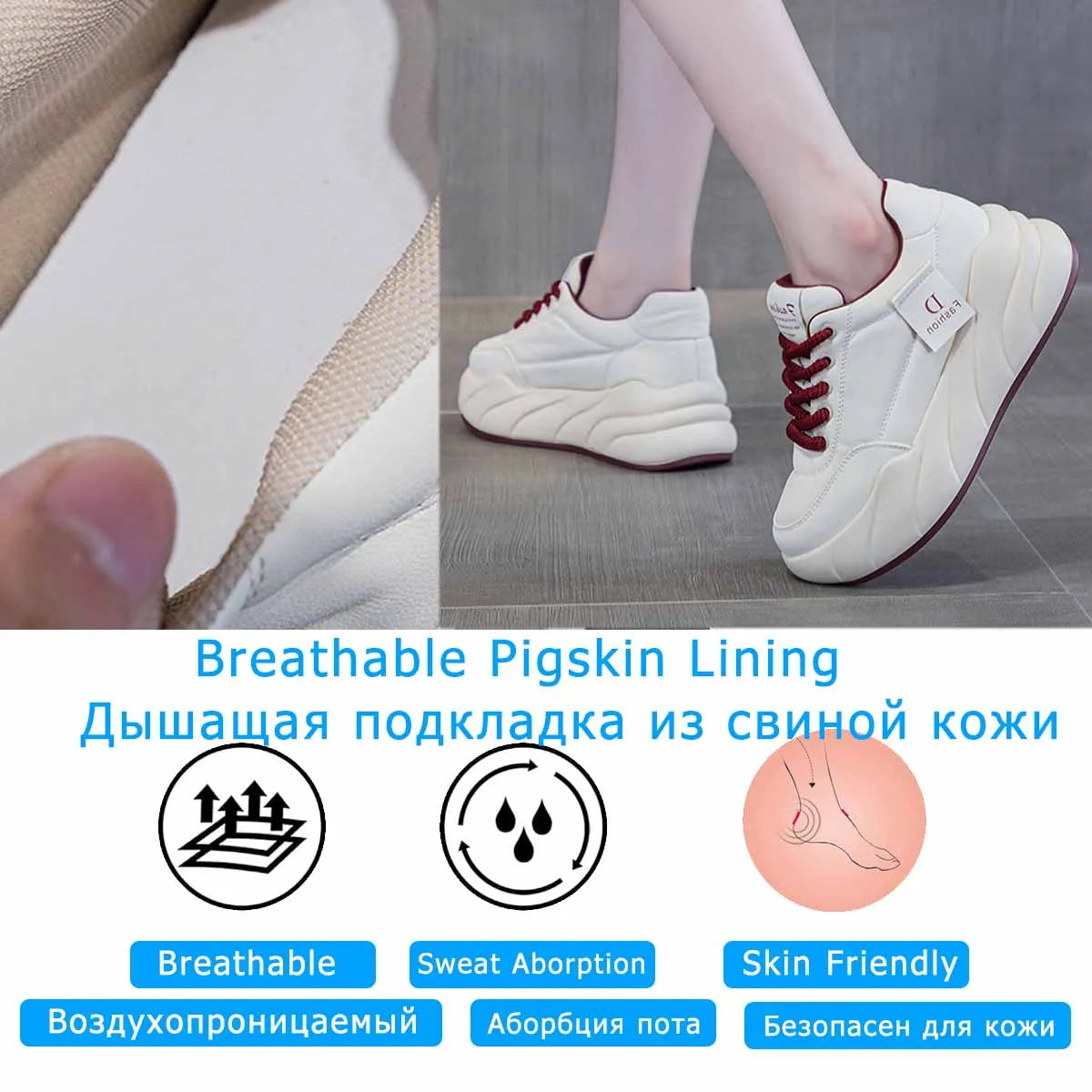 Koznoy 7cm Cow Genuine Leather Women Platform Wedge Fashion Lace Up Shoes Vulcanize Chunky Sneaker Ladies Fashion Vulcanize