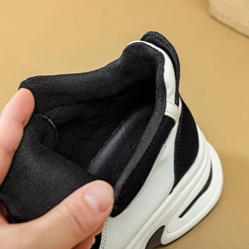 Fujin 8cm Microfiber Leather Women Casual Shoes Comforable Walking Shoes Platform Sneakers High Chunky Spring Autumn Fall Boots