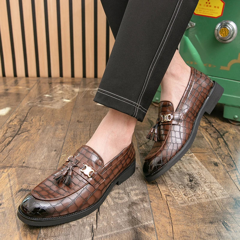 STRONGSHEN Luxury Men's Dress Shoes Leather Fashion Shoe for Men Business Formal Casual Shoes Slip on Wedding Men Shoes Zapatos