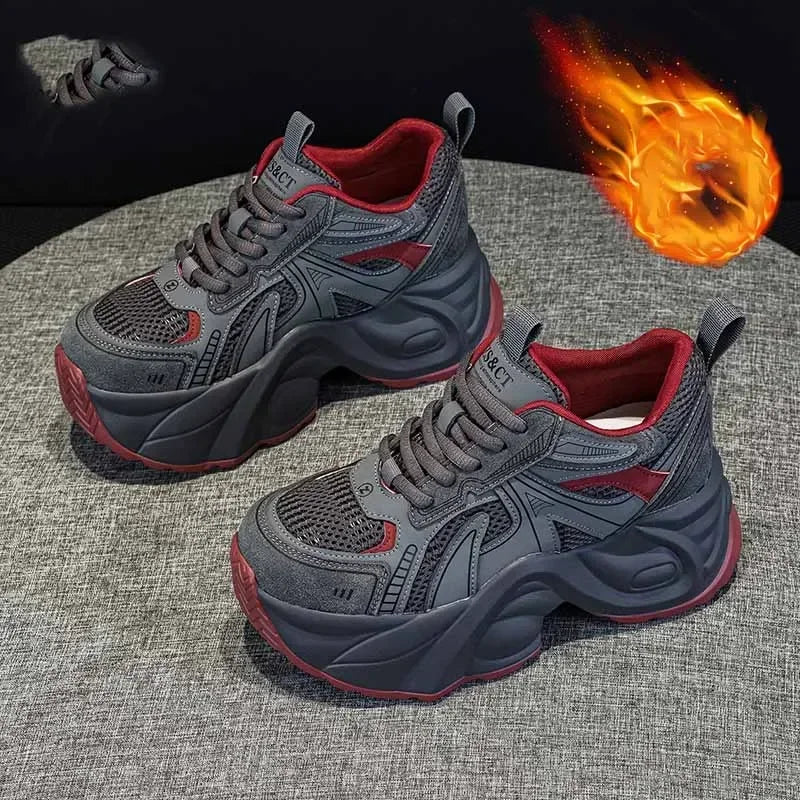 Fujin 7cm Ethnic Comfy Concise Chunky Sneaker Women Autumn Leather Loafer Spring Flats Rubber Luxury Shoes Winter Warm Footwear