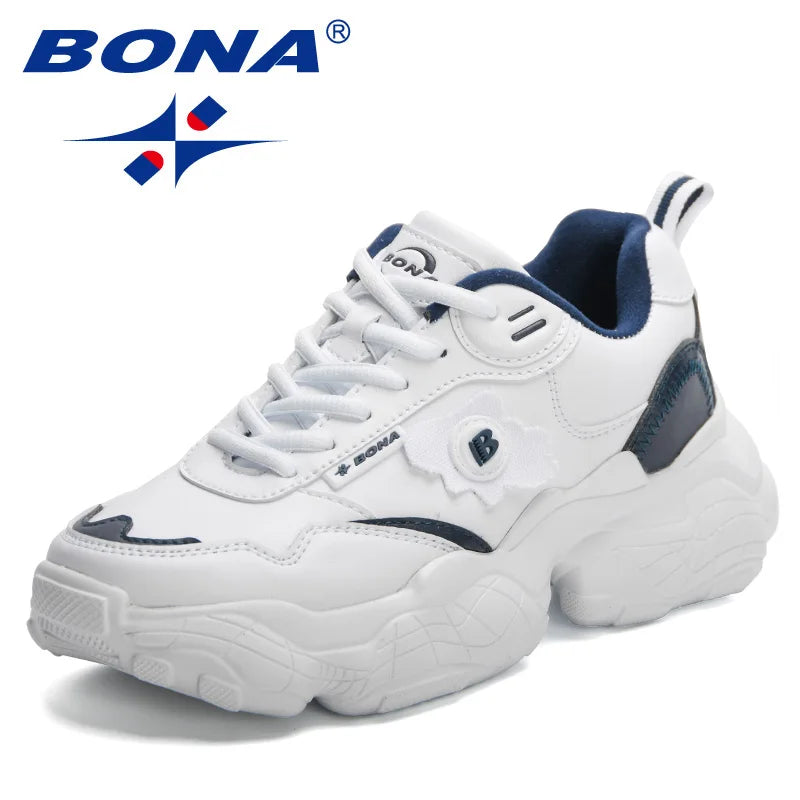 BONA 2023 New Designers Breathable Outdoor Light Weight Sneakers Women Platform Walking Shoes Anti slip and wear-resistant Ladie