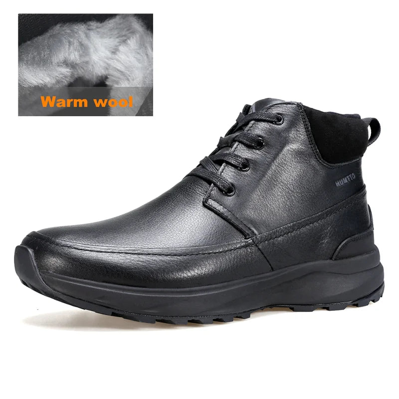 HUMTTO Trekking Boots Leather Outdoor Warm Wool Hiking Shoes for Men Luxury Designer Climbing Sneakers Safety Mens Ankle Boots