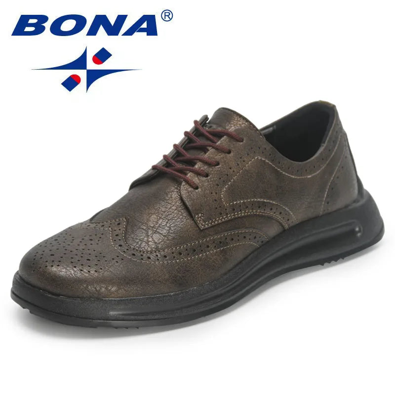 BONA  New Designers Handmade Genuine Leather Shoes Men Casual Sneakers Man Business Loafers Formal Walking Shoes Mansculino