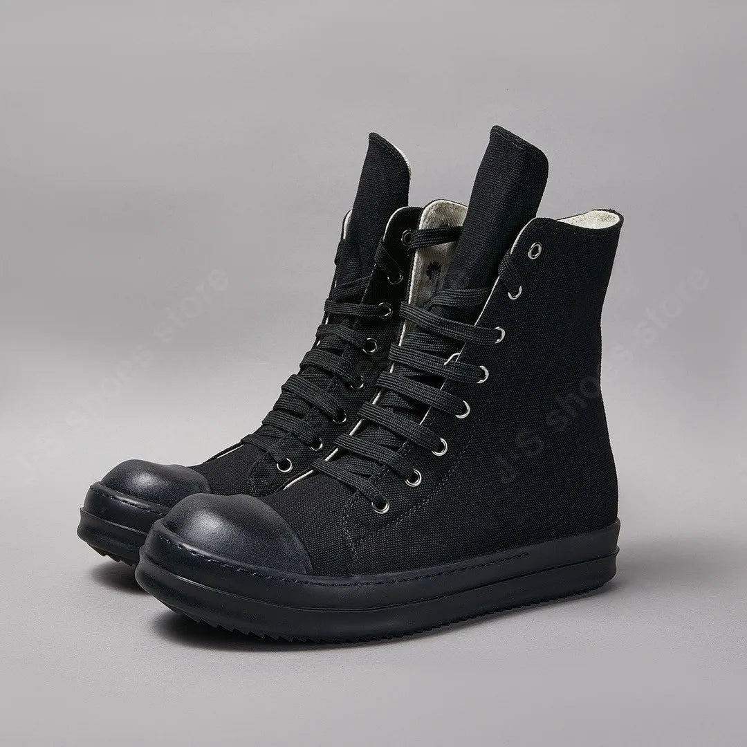 Ro Classic Boots Men Shoe Women Sneaker Full Black Canvas High Top Shoes Casual Sneakers Zipper Lace Up Luxury Ankle Boot