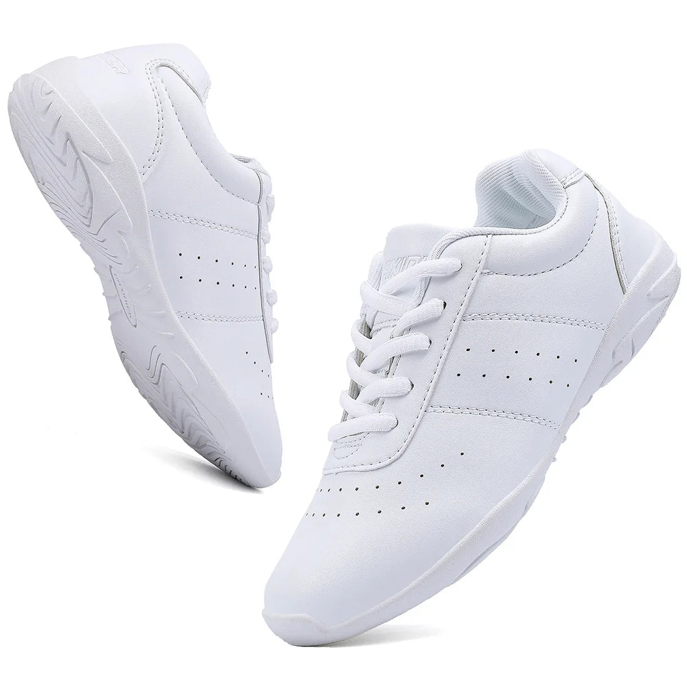 BAXINIER Girls Cheer Shoes White Cheerleading Dance Sneakers for Women Youth Shool Walking Shoes Athletic Training Tennis Shoes