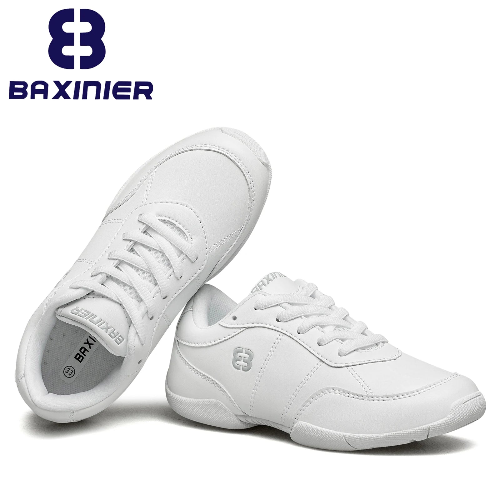 Girls White Cheerleading Shoes Lightweight Youth Cheer Competition Sneakers Kids Training Dance Tennis Walking Shoes