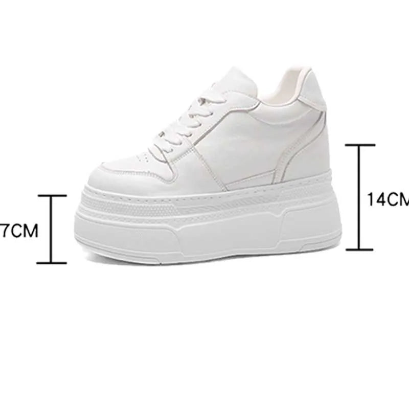 Fujin 10cm 12cm 14cm Genuine Leather Spring Casual Shoes Platform Wedge Women Shoes Summer Fashion Sneakers Chunky 2024 Autumn