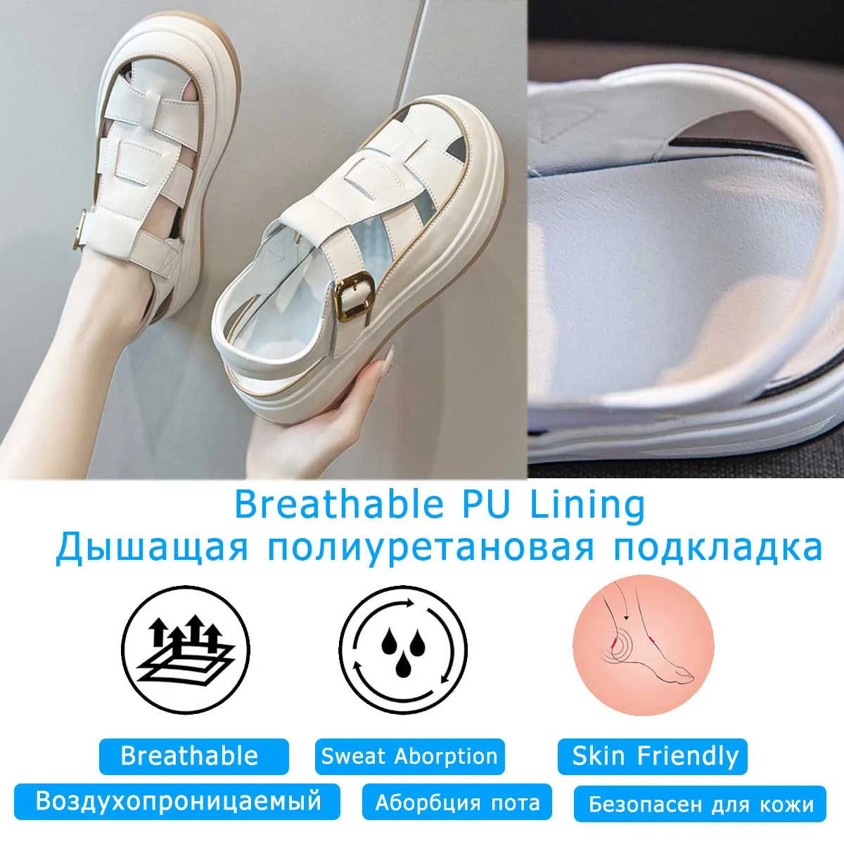 Fujin 5cm Cow Weave Genuine Synthetic Leather Pumps Platform Wedge Hook Summer Hollow Sandals Flats Women Slippers Fashion Shoes