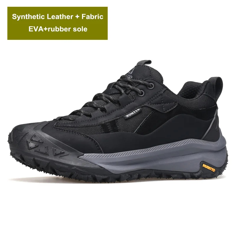 HUMTTO Leather Casual Boots for Men Luxury Designer Hiking Shoes Outdoor Climbing Trekking Sneakers Mens Sports Walking Man Shoe