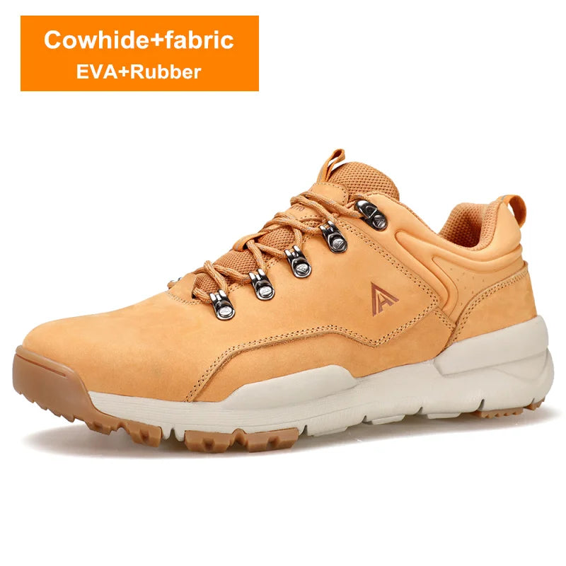 HUMTTO Leather Casual Boots for Men Luxury Designer Hiking Shoes Outdoor Climbing Trekking Sneakers Mens Sports Walking Man Shoe