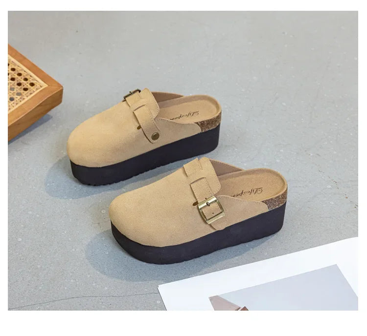 Fujin 7CM Cow Suede Genuine Leather Sneakers Platform Shoes Wedge Pumps Fashion Sneakers Slipper Women Spring Autumn Shoes