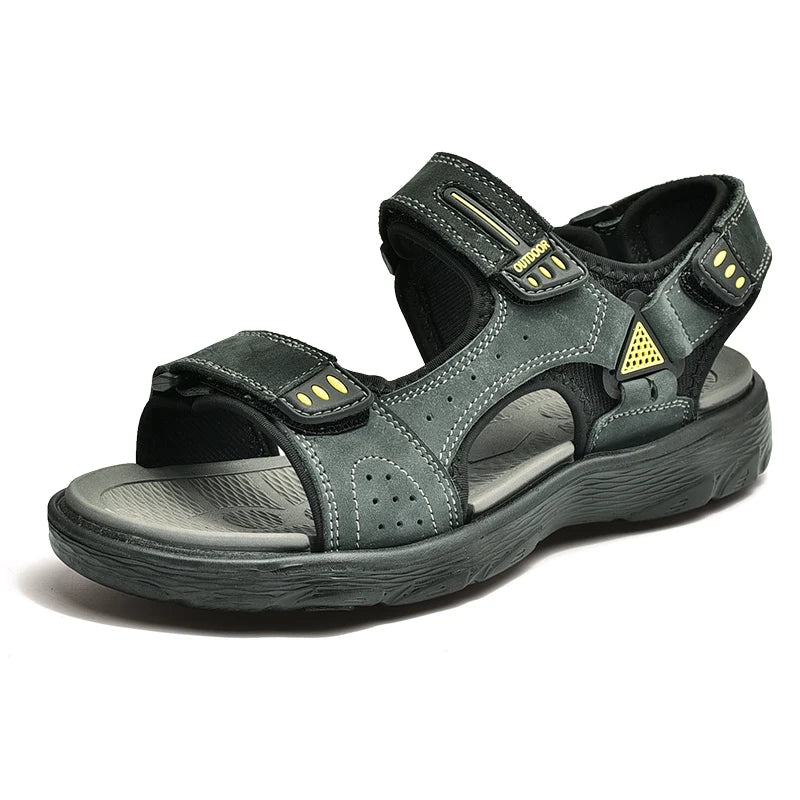 New Summer Men Genuine Leather Sandals Classic Casual Shoes Men Outdoor Beach Sandals Roman Summer Men's Water Shoes Size 38-46
