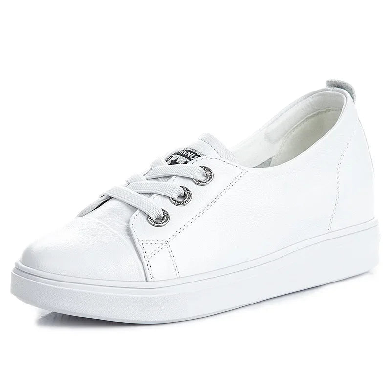 Fujin 5cm Genuine Leather Vulcanize Women Chunky Sneaker Spring Lace Up Platform Summer Autumn High Brand Comfy Loafer Shoes