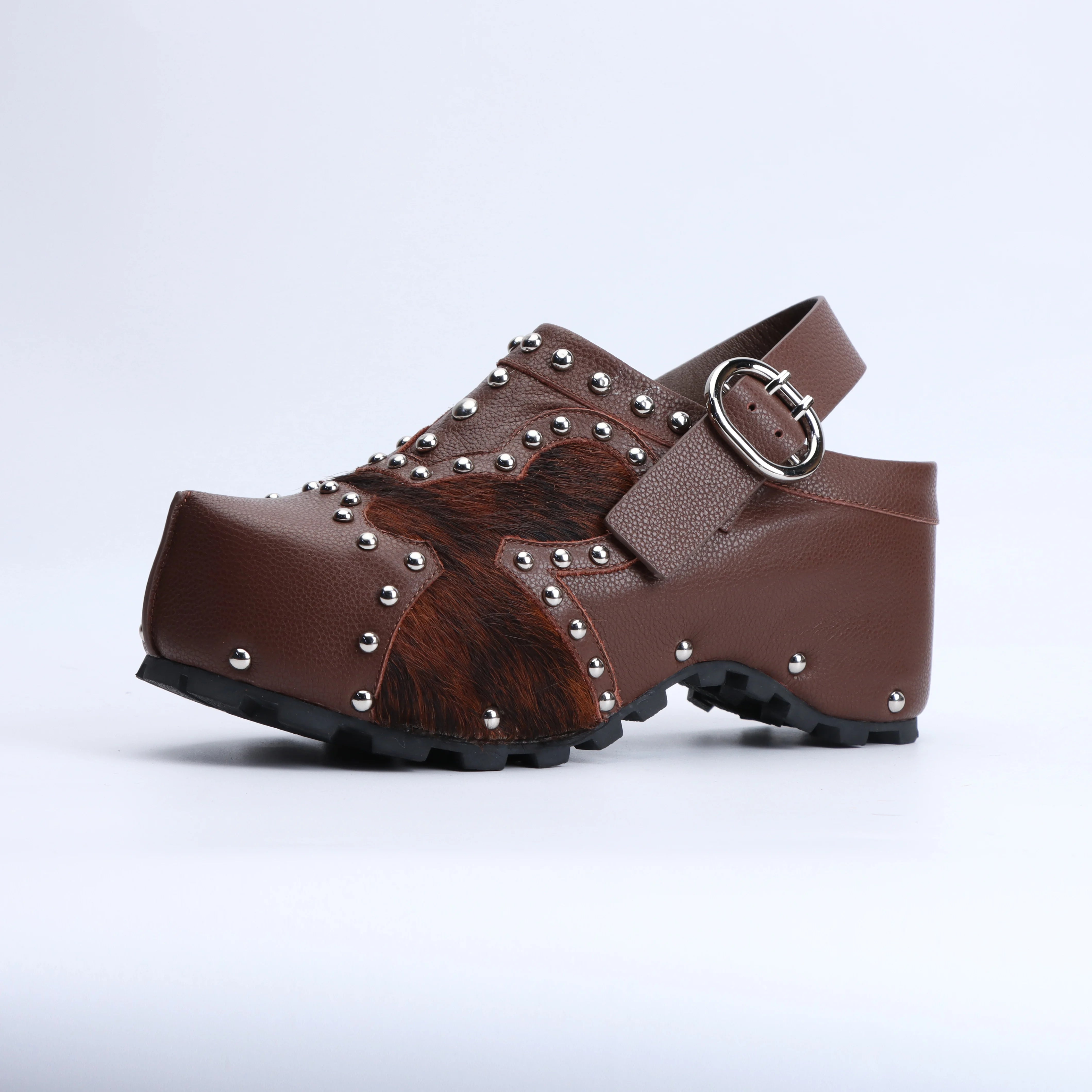 Luxury Designer Mule Sandals for Women,Handmade Lambskin&Cowhide Fur,Rubber Sole,Latex Insole,Adjustable Zipper,Trendy Summer