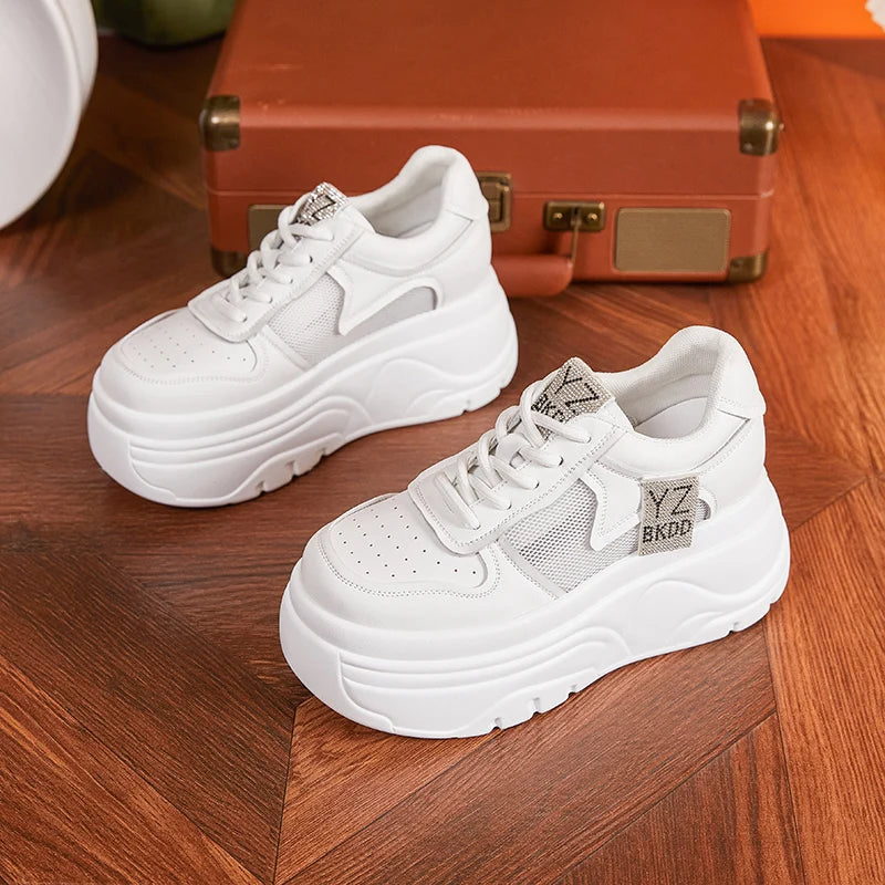 Autuspin High Flats Platform Skateboard Shoes for Women Summer Fashion Women's Vulcanize Shoes Air Mesh Comfy Ladies Sneakers