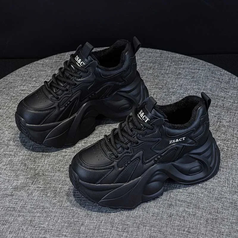 Koznoy 7cm Cow Genuine Leather Autumn Boots Spring Fashion Platform Chimney Ankle Booties Moccasins Women Chunky Sneakers Shoes