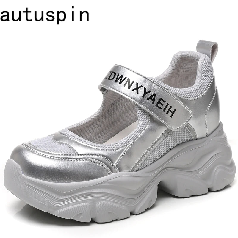 AUTUSPIN Women Casual Pumps Spring Summer Shallow Shoes Outdoor Comfoy Internal Increased Heighten Loafers Woman Wedges Heels
