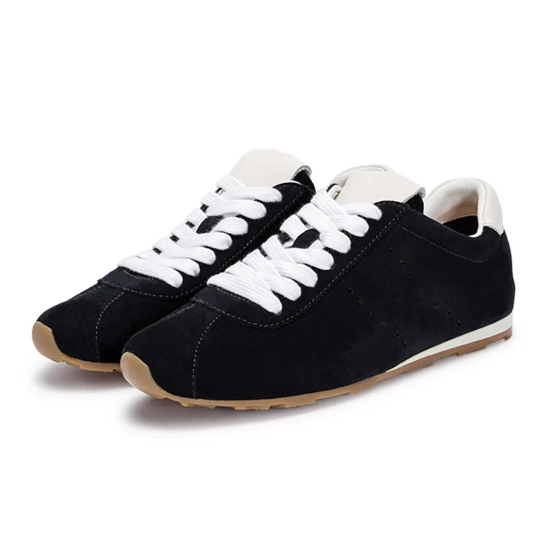 Balance Shoes Tech Orthopedic Women's Casual Shoes Suede Flats Running Shoes Lace Up Tennis Shoes Blue