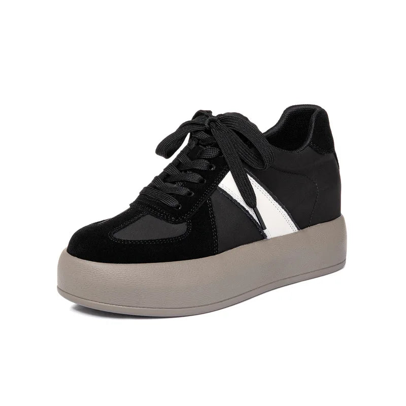 Fujin 7cm Cloth Synthetic Suede Genuine Leather Women Platform Wedge Ladies Chunky Sneakers High Brand Fashion Vulcanize Shoes