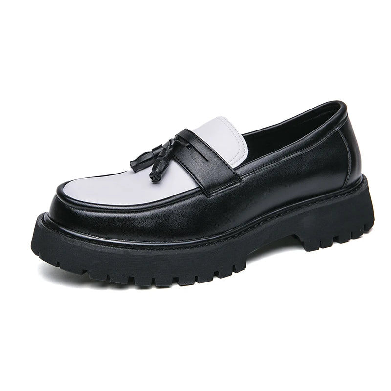 STRONGSHEN Fashion Men Tassel Loafers Leather Shoes Business Formal Shoes Designer Oxford Shoes Mens Platform Party Wedding Shoe