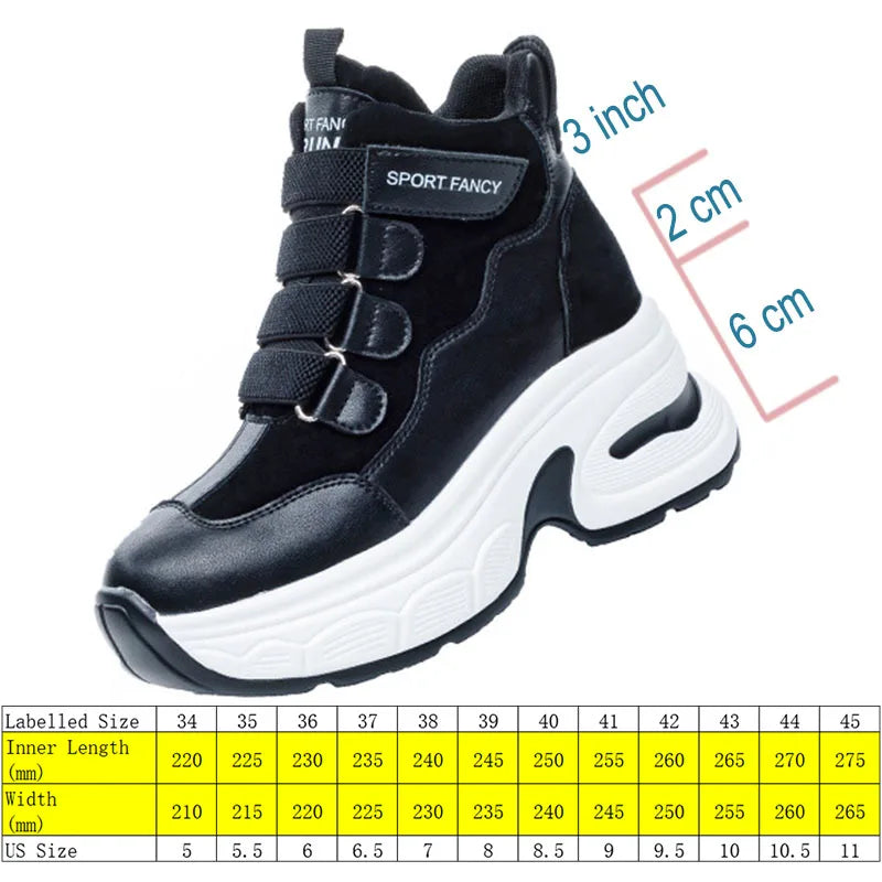 Fujin 8cm Microfiber Leather Women Casual Shoes Comforable Walking Shoes Platform Sneakers High Chunky Spring Autumn Fall Boots