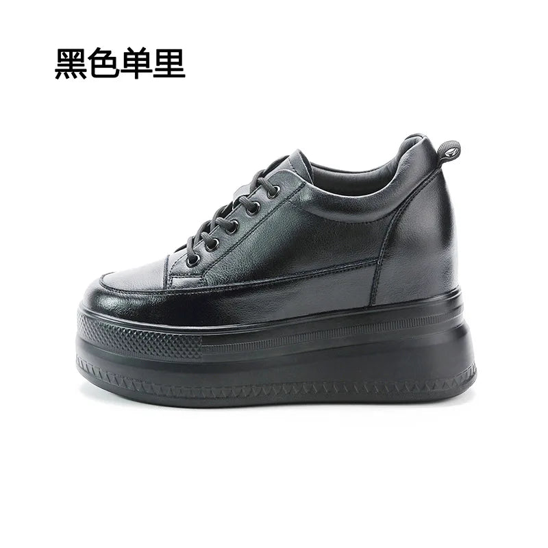 Fujin 9cm Women Shoes Sneakers Platform Heel Height Increased Wedge Pumps White Sneakers Shoe Breathable Heels for Women