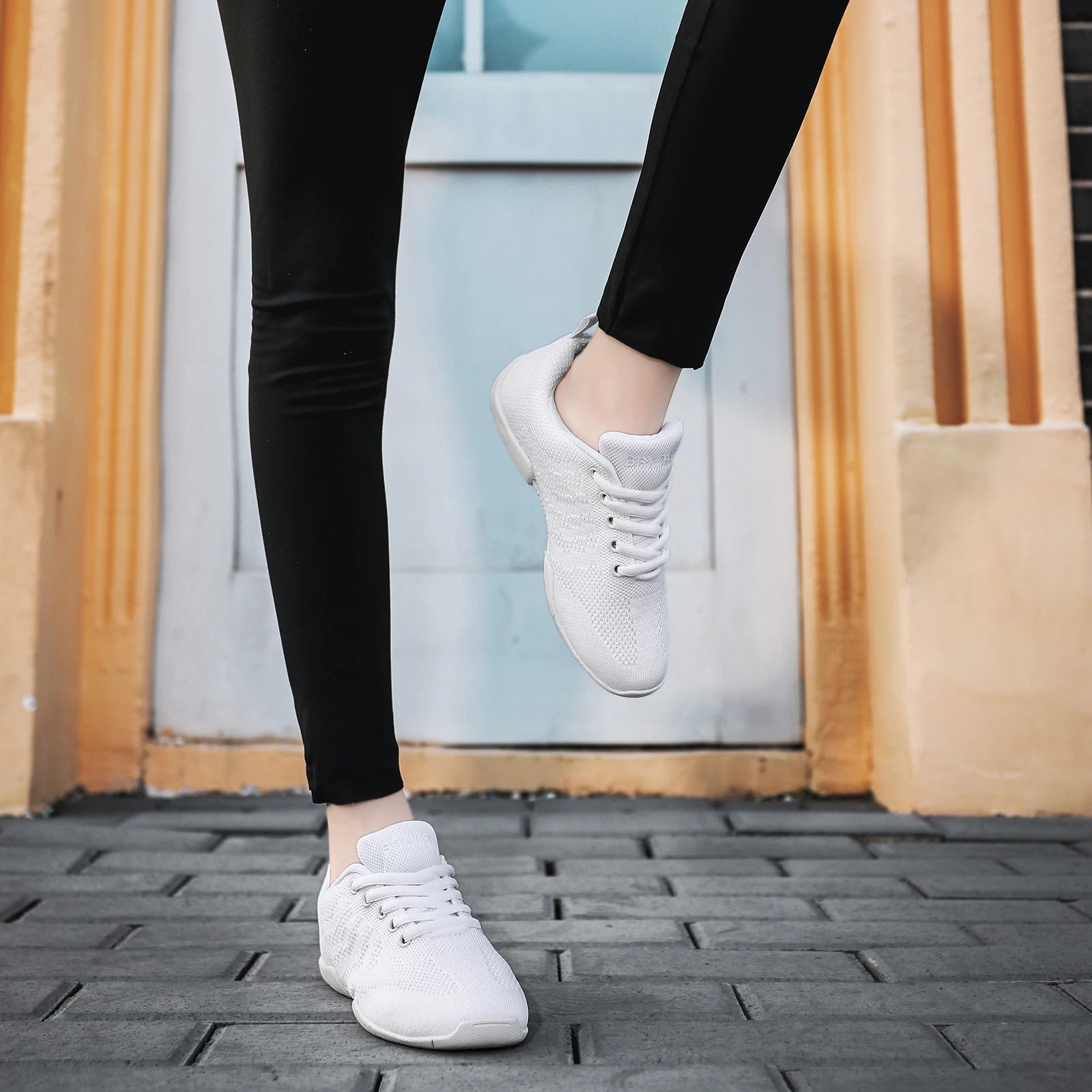 BAXINIER Girls White Cheer Shoes Trainers Breathable Training Dance Tennis Shoes Lightweight Youth Cheer Competition Sneakers