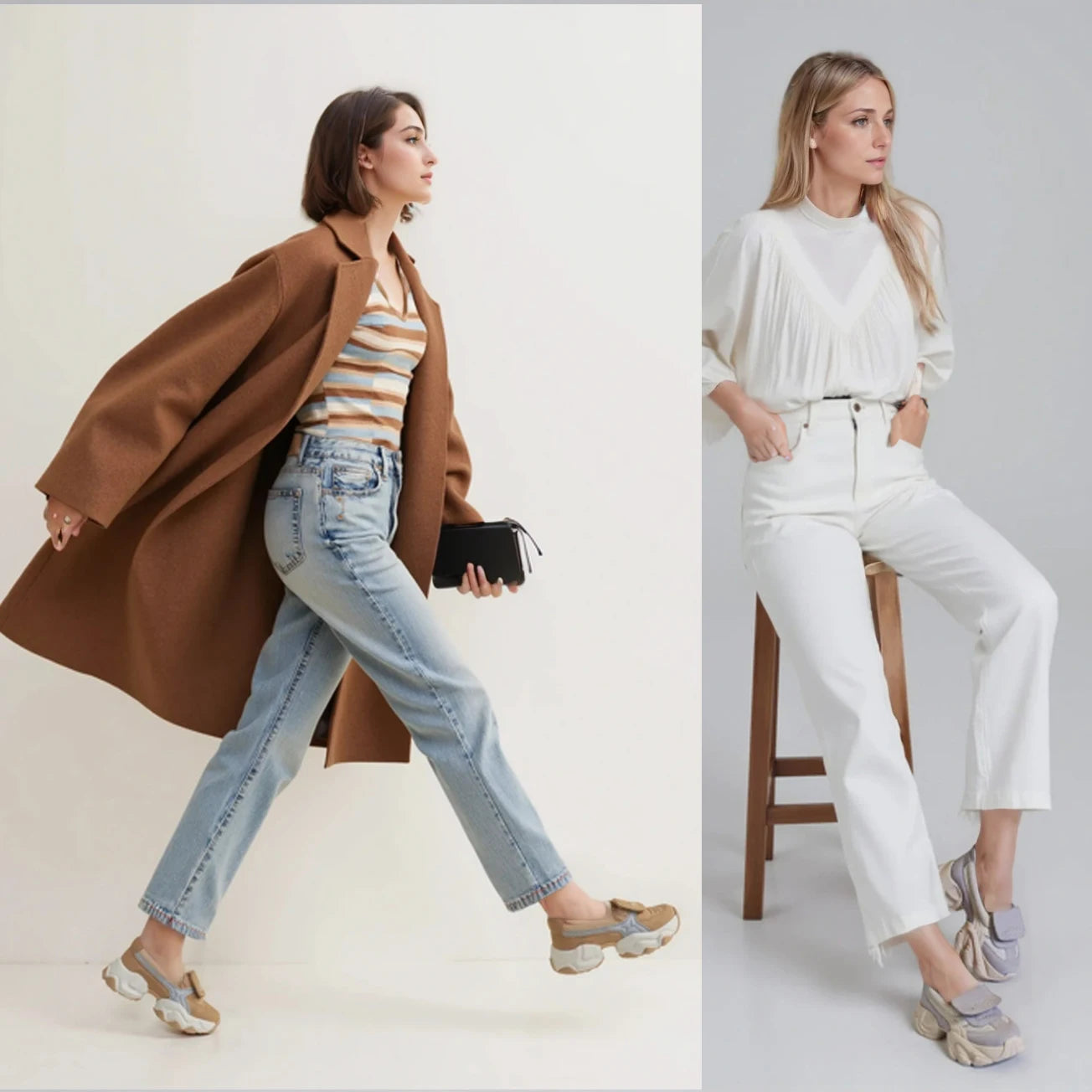 Fujin 7cm Air Mesh Platform Wedge Ladies Comfy High Brand Genuine Leather Summer Bao Toe Lace Up Chunky Sneaker Casual Shoes