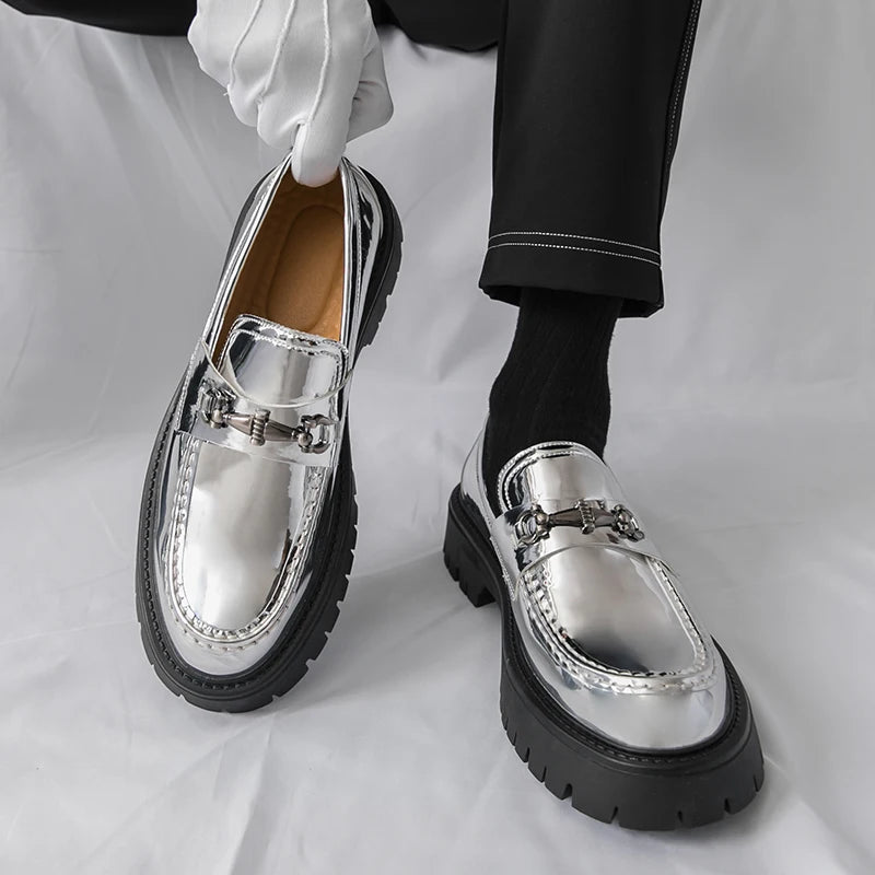 STRONGSHEN British Style Men Patent Leather Shoes Fashion Party Loafers Men Platform Casual Shoes Design Men Oxfords Footwear