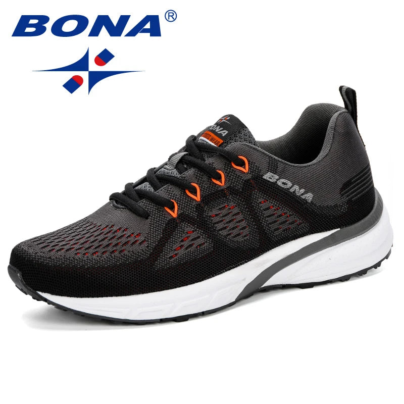 BONA comfortable running shoes, breathable and non slip sports shoes, mesh training shoes, casual