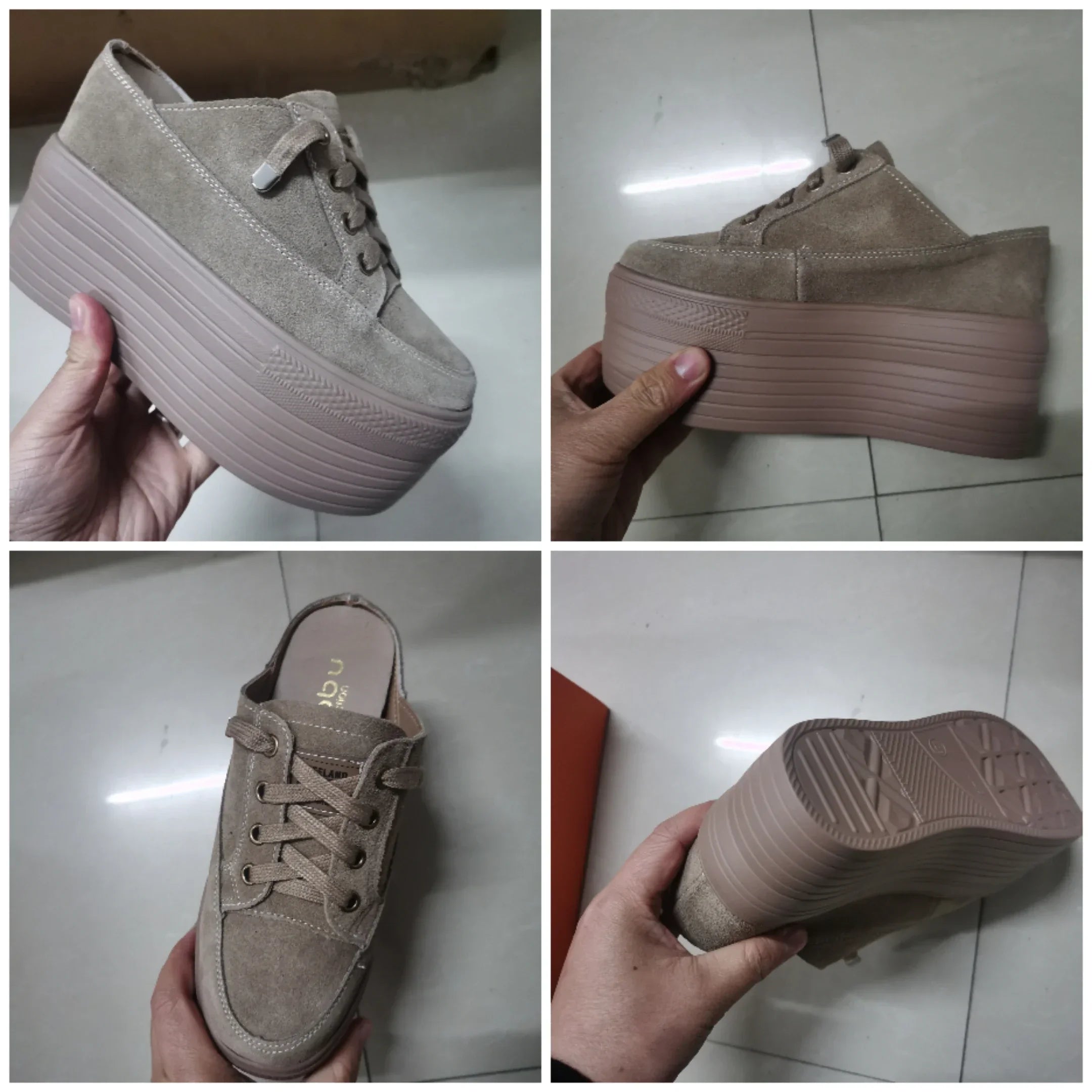 Fujin 10cm 12cm Suede Genuine Leather Fashion Height Increasing Females Lady Casual Platform Wedge Women Slip on Shoe Summer