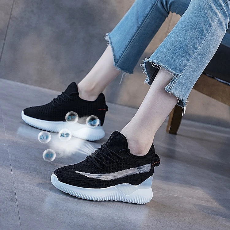 Fujin 2024 Women Summer Shoes New Sock Sneakers Platform Wedge Heel Dad Shoes Chunky Sneakers Pumps Breathable Comfy Shoes