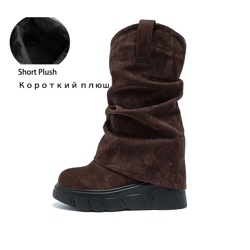 fujin 10cm heel knee high boots for women platform boots ankle spring autumn winter wedge comfy comfortable boots Ankle Booties