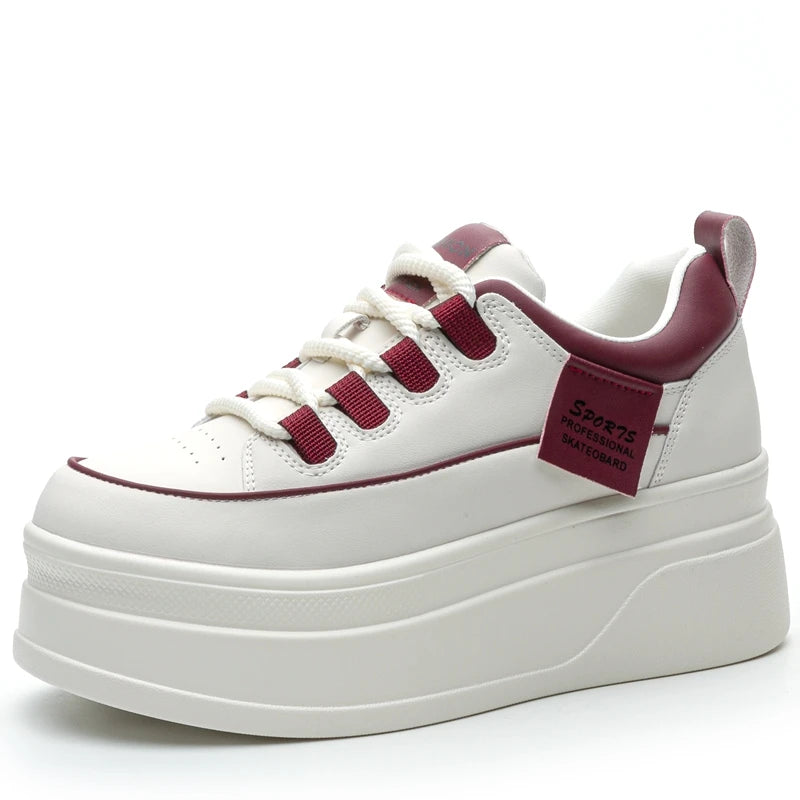 AUTUSPIN 5cm Women Platform Flat Sneakers Spring Summer Fashion Mixed Colors White Shoes Students Daily Round Toe Vulcanize Shoe